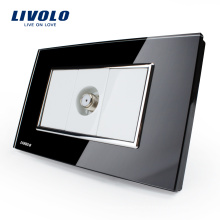 Fabricante Livolo EE. UU. Toma de corriente estándar, cristal, vidrio, TV satélite, toma VL-C391ST-82
